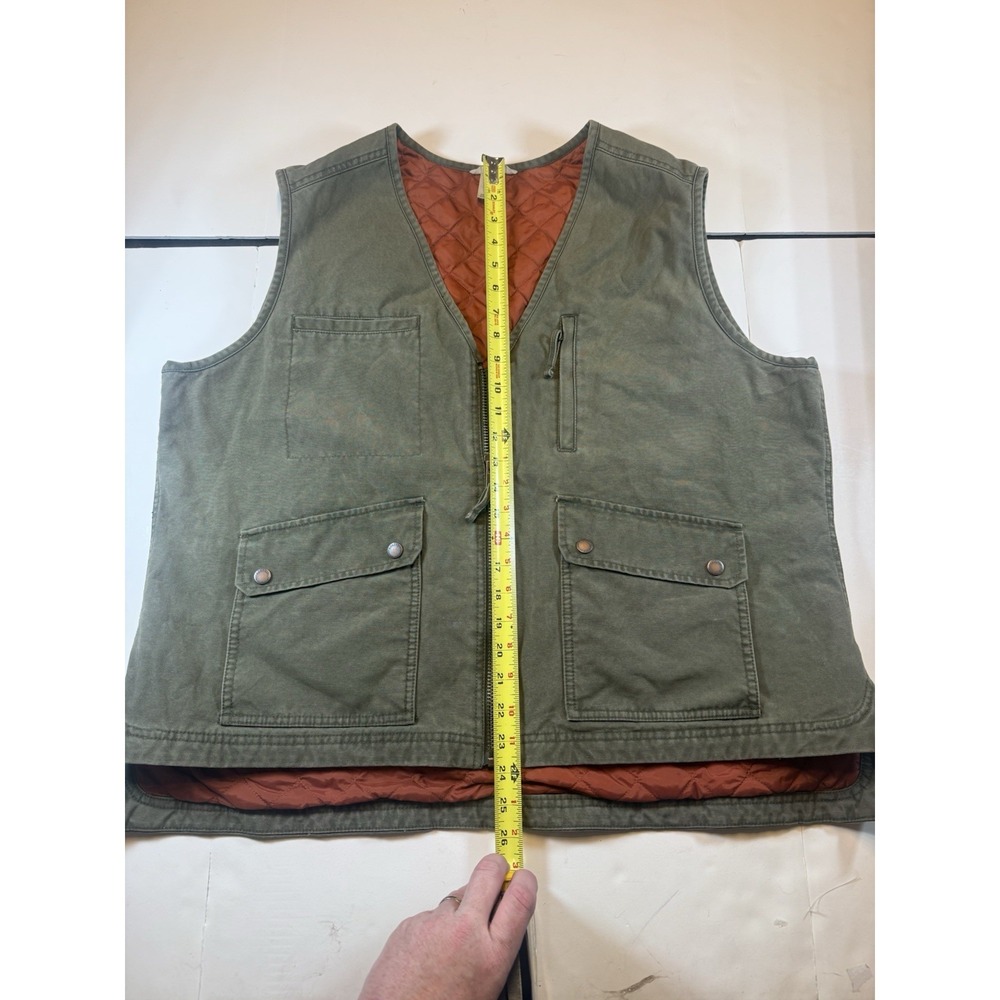 Duluth Trading Co Quilted Lined Work Vest Men's XXL Olive Green Full Zip Utility - Picture 6 of 8